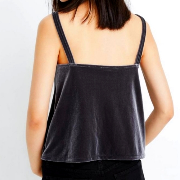 MADEWELL Velvet V-Neck Tank Top - MED gray style #K1114 - Picture 2 of 4